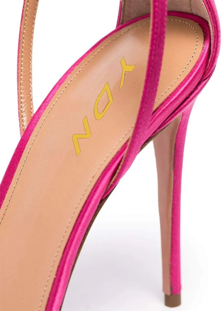 YDN Women Cute Bows Open Toe High Heels Sandals Stiletto Cutout Ankle Strap Evening Party Shoes
