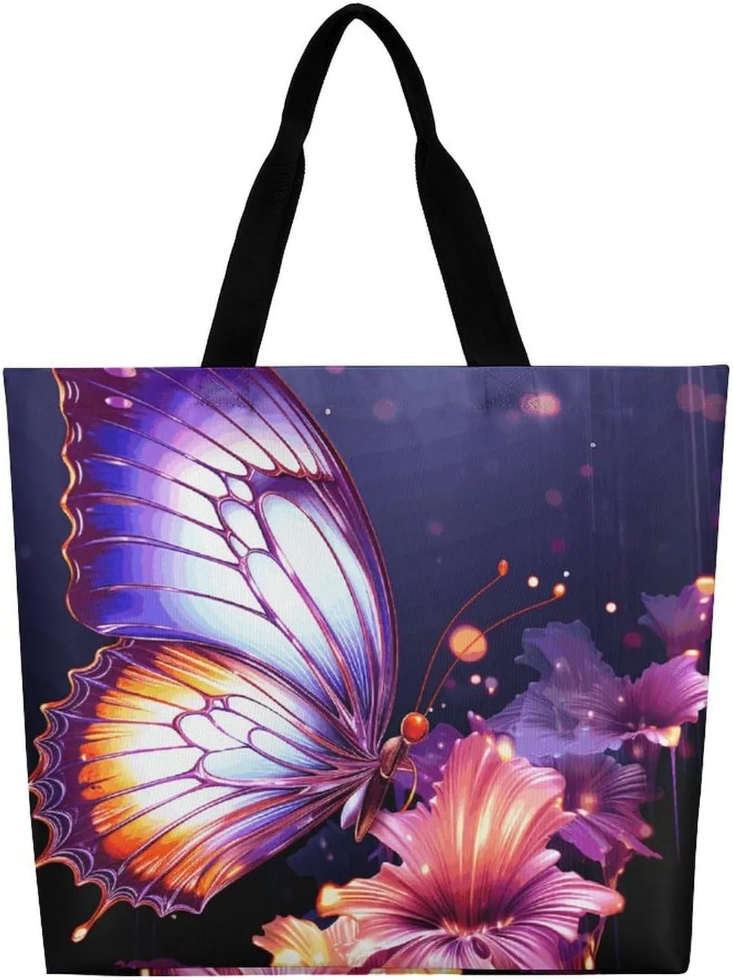 Yellow Sunflower Horse Tote Bag for Women Reusable Grocery Shoulder Bag Shopping Bags for Travel, Groceries