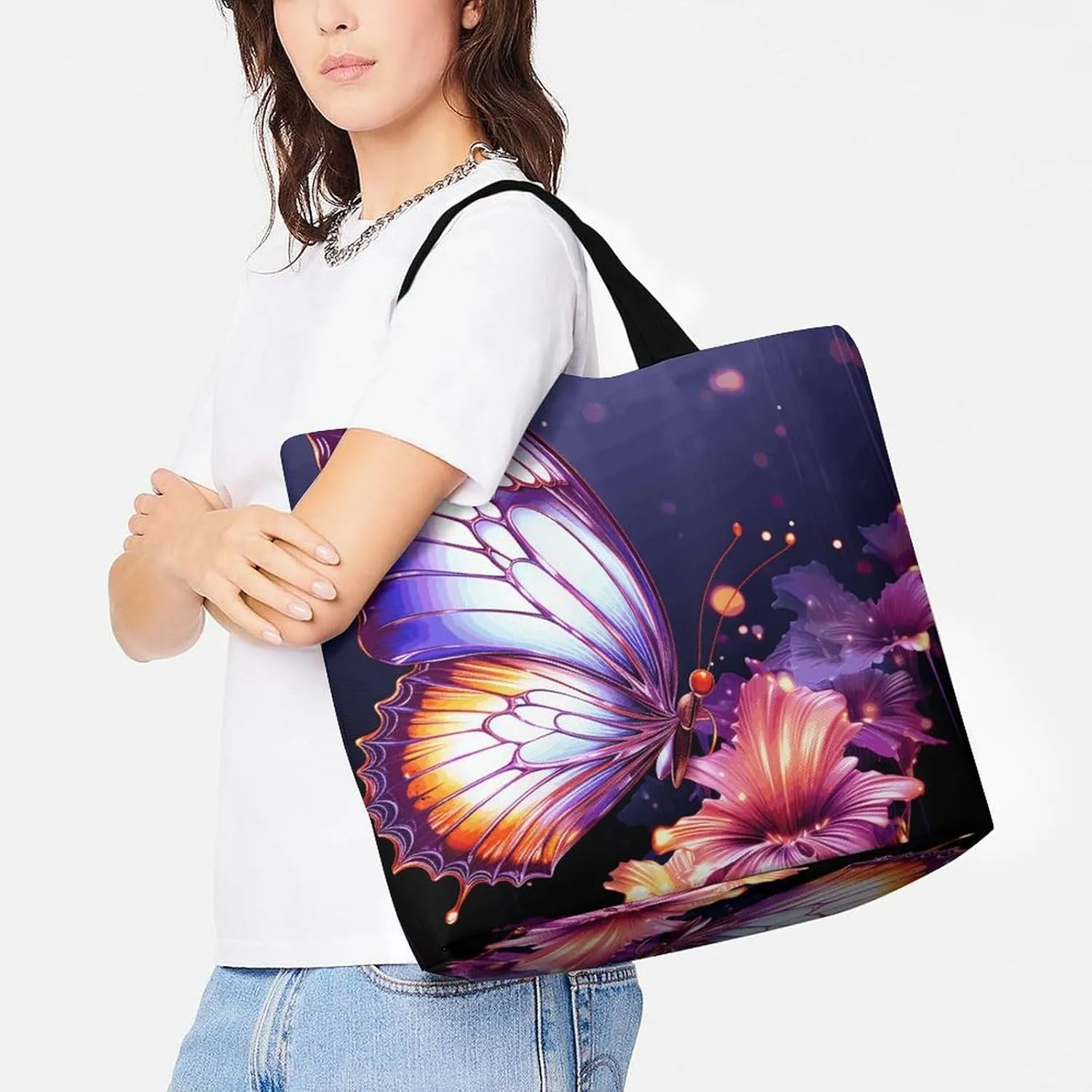 Yellow Sunflower Horse Tote Bag for Women Reusable Grocery Shoulder Bag Shopping Bags for Travel, Groceries