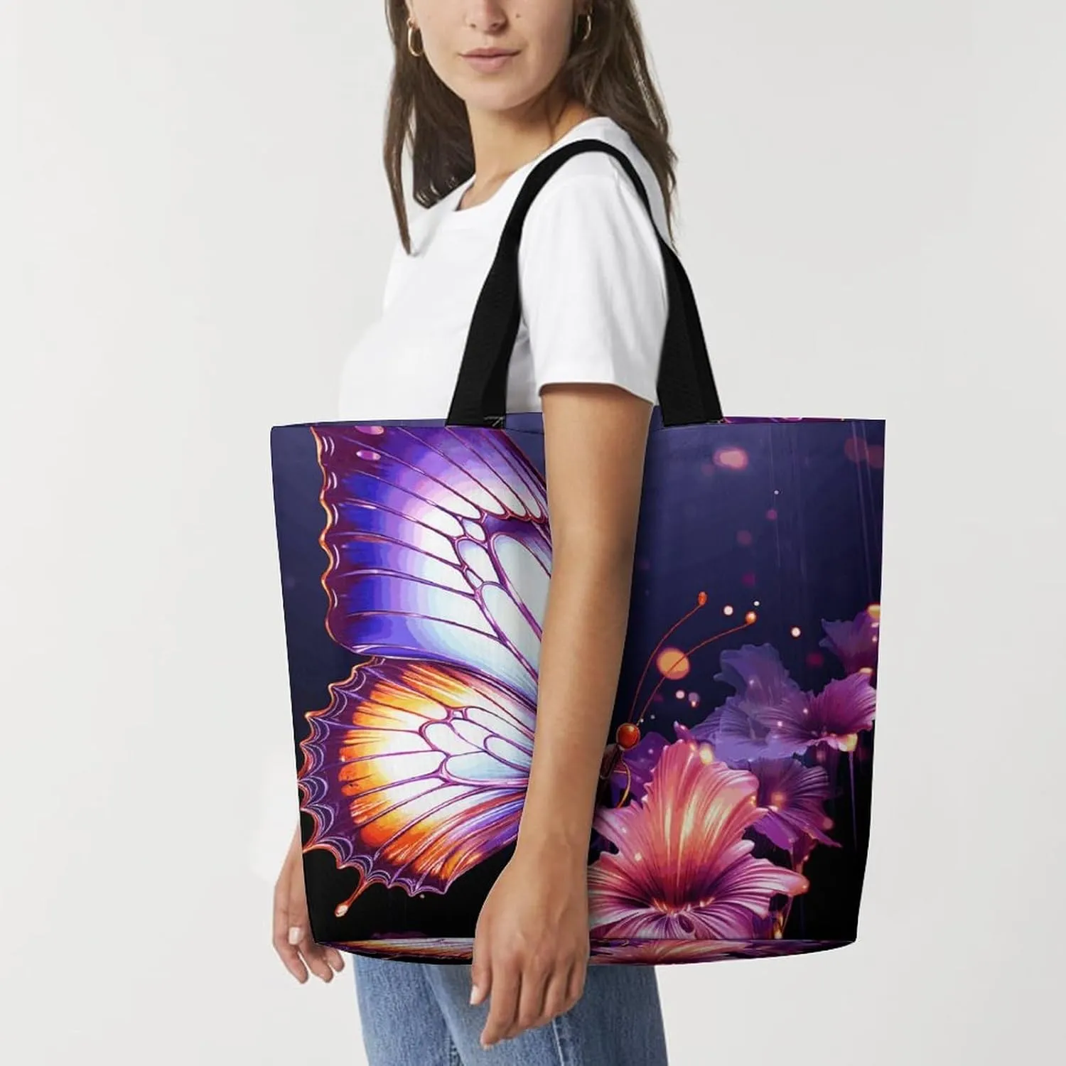 Yellow Sunflower Horse Tote Bag for Women Reusable Grocery Shoulder Bag Shopping Bags for Travel, Groceries