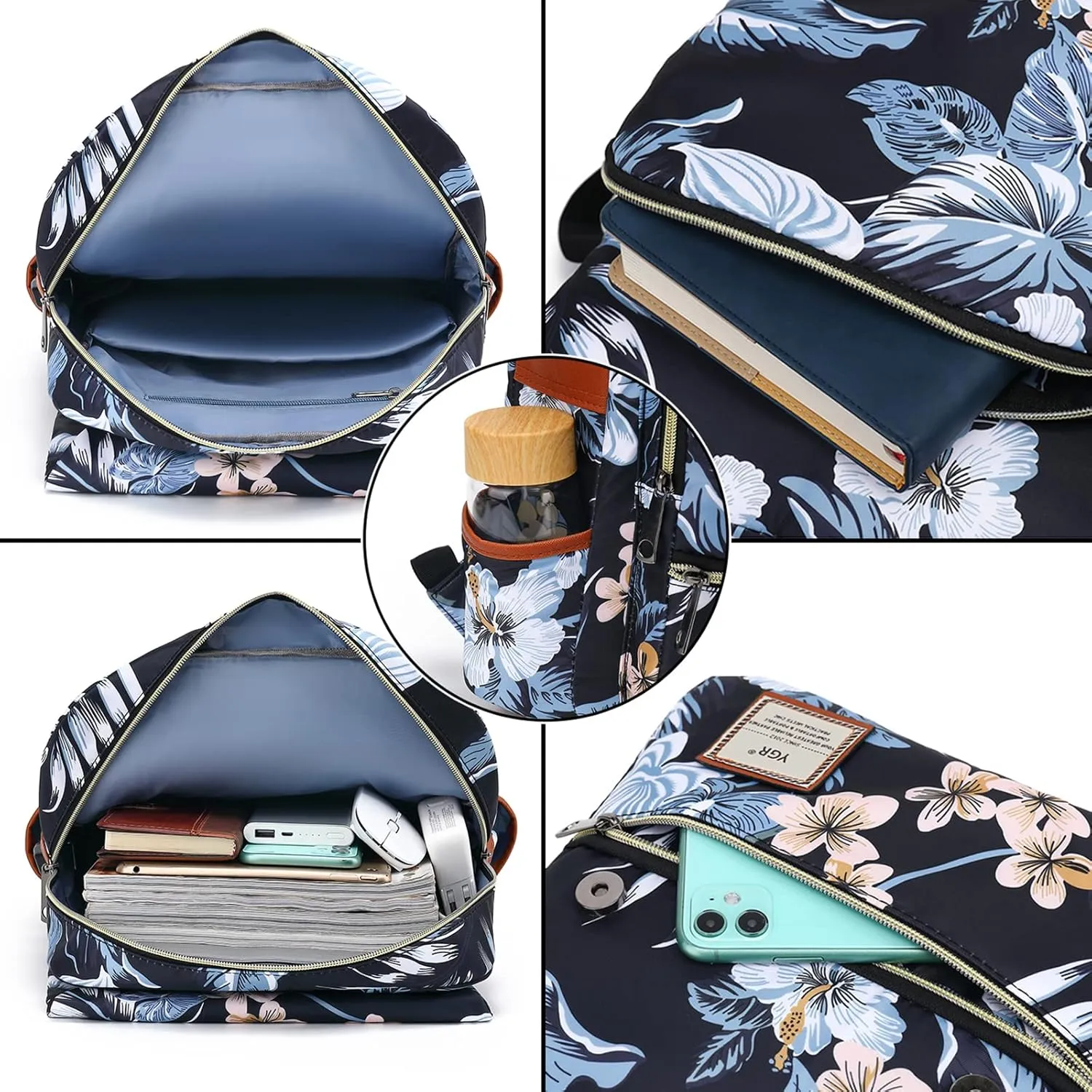 YGR Floral Laptop Backpack for Women, Female, School, Travel, Business, Outdoor Sports, Office, Work