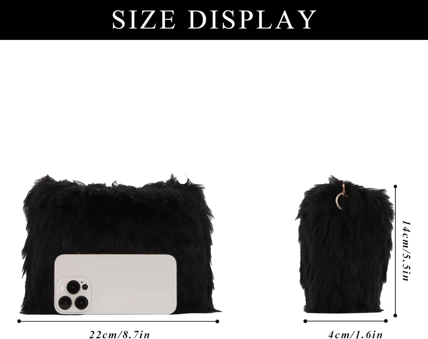 Ynport Faux Fur Bag for Women Fuzzy Evening Clutch Fluffy Feather Shoulder Purse Small Cute Furry Phone Crossbody Handbags