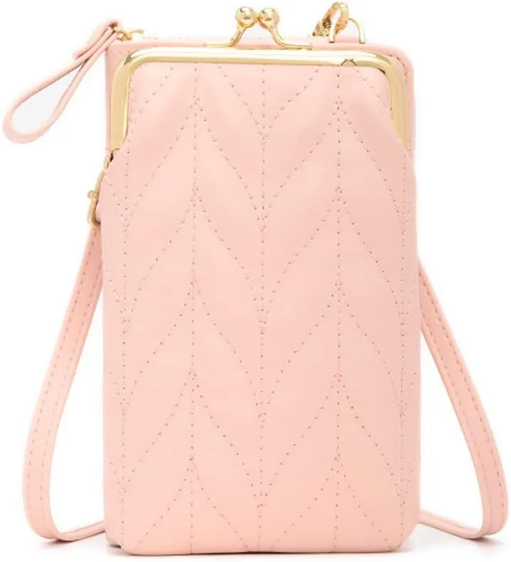 Yohora Women’s PU Leather Kiss Lock Shoulder Bag Retro Crossbody Coin Purse with Adjustable Straps Small Phone Bag for Work