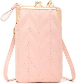 Yohora Women’s PU Leather Kiss Lock Shoulder Bag Retro Crossbody Coin Purse with Adjustable Straps Small Phone Bag for Work