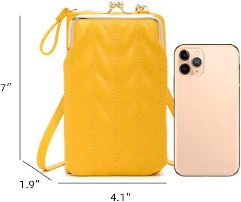 Yohora Women’s PU Leather Kiss Lock Shoulder Bag Retro Crossbody Coin Purse with Adjustable Straps Small Phone Bag for Work