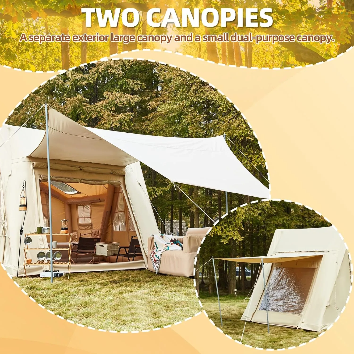 YOLENY Inflatable Tents for Camping, 4/6/8/10/12 Person Tent with TPU Skylight, Mesh Windows & Pump, Easy Setup 4 Season Glamping Tent, Waterproof & Windproof