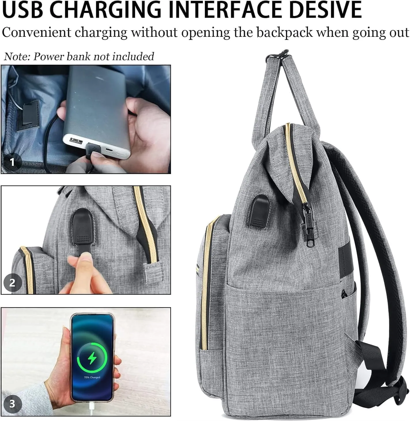 Ytonet Backpack for Women, 15.6 Inch Bookbag for Women Laptop Bookbag, Wide Open Anti-Theft Teacher Backpack College School Work Nurse Bag, Water Resistant Business Computer Bag, Grey