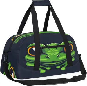 Yzrwebo Cool Frog Kids Gym Sport Bag for Boys Girls, Funny Frog Travel Duffle Bag Gymnastics Dance Bag Teen Weekender Overnight Carry on Tote Bags