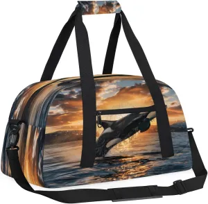 Yzrwebo Killer Whale Kids Gym Sport Bag for Boys Girls, 3D Whale Travel Duffle Bag Gymnastics Dance Bag Teen Weekender Overnight Carry on Tote Bags