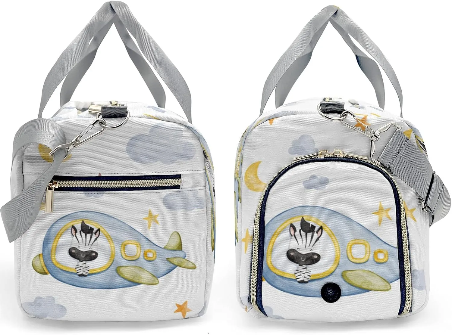 Zebra Helicopter Watercolor Personalized Duffel Bag,Custom Travel Gym Bag with Name,Waterproof Sports Overnight Bag with Shoe Compartment & Shoulder Strap