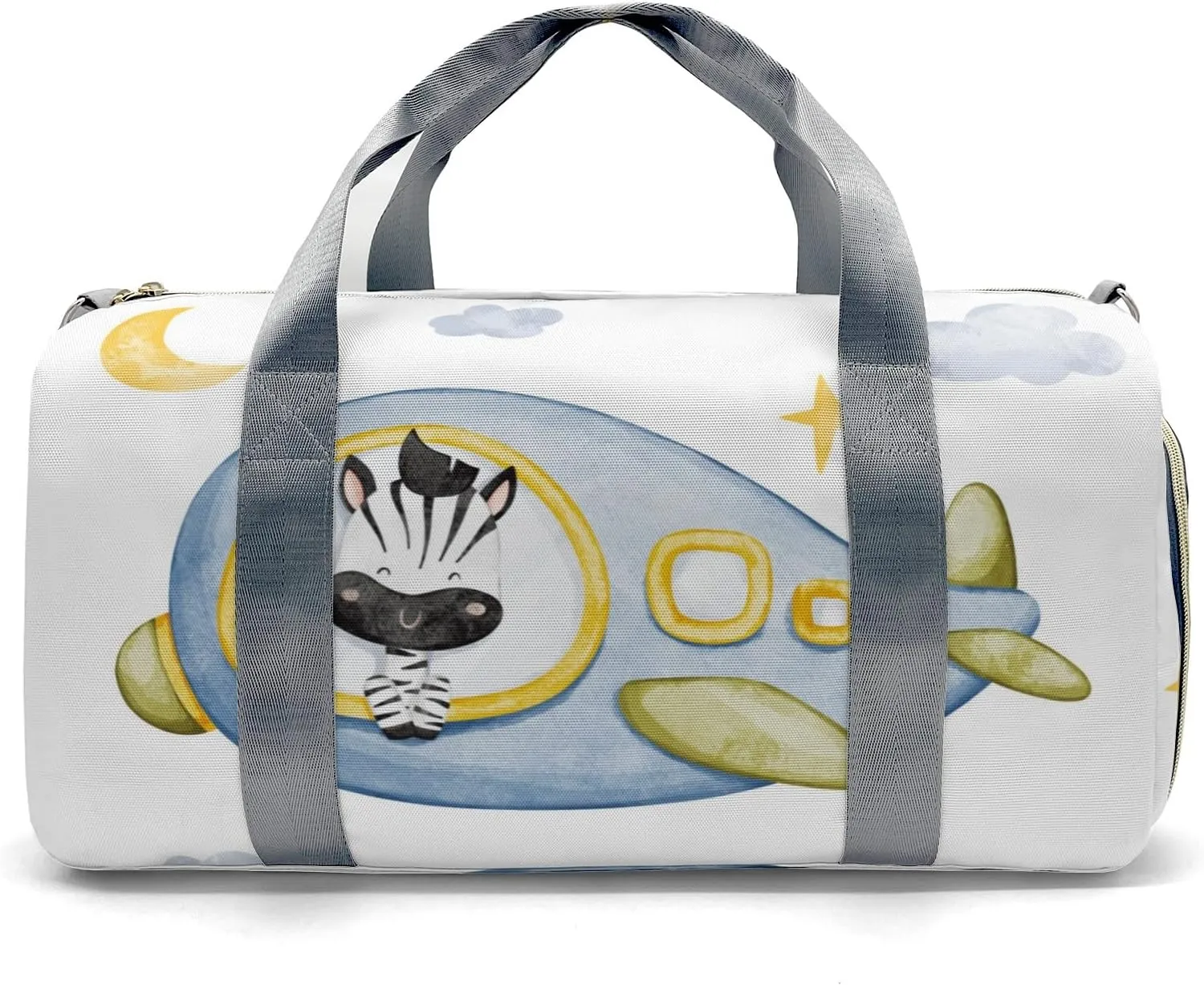 Zebra Helicopter Watercolor Personalized Duffel Bag,Custom Travel Gym Bag with Name,Waterproof Sports Overnight Bag with Shoe Compartment & Shoulder Strap