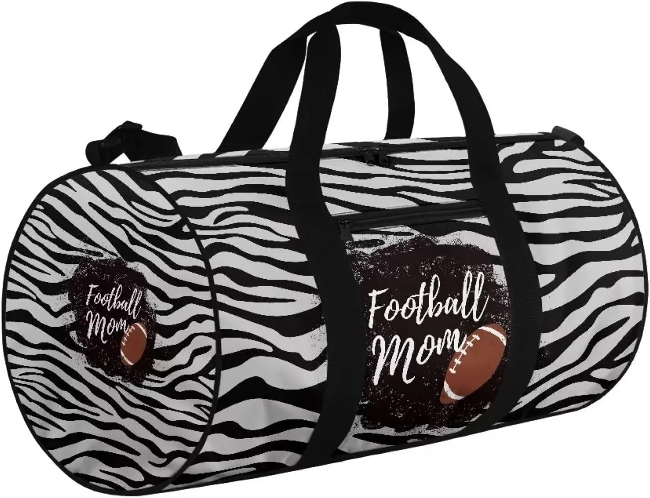 Zebra Stripe American Football Print Travel Duffel Bag Sports Gym Wear Resistant Duffle Bag with Strap and Internal Anti-theft Pocket for Women Men