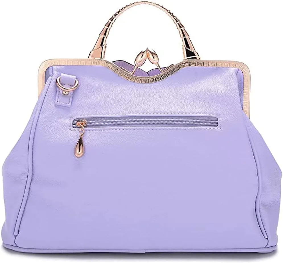 ZiMing 3D Floral Handbags for Women Genuine Leather Tote Bags Kiss Lock Purse Top Handle Bag Satchel Evening Bag Shoulder Bag