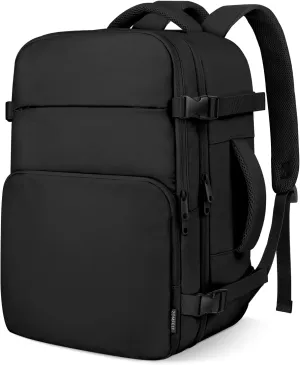 ZOMFELT Travel Backpack for Women Men, Carry on Backpack, TSA 15 inch Laptop Backpack Flight Approved, Personal Item Travel Bag Nurse Bag Casual Daypack for School Weekender Business Trip, Black