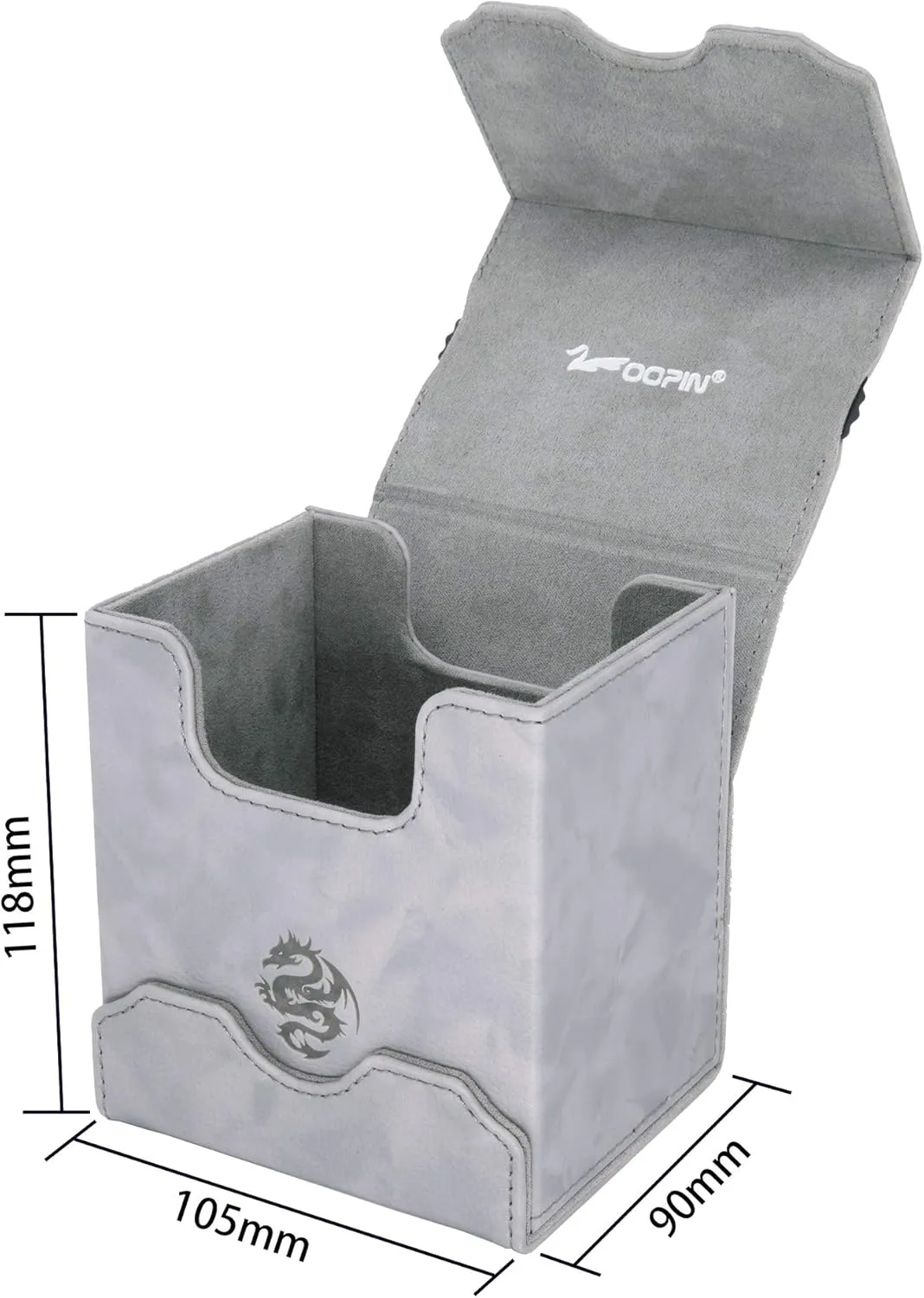 Zoopin Leather Deck Box with Built-in Spinning Life Counter Light Gray for MTG,Yugioh,Pokeman,TES Legacy,Munchkins CCG Decks and Also Small Tokens or Dice- Hold 100 Sleeved Cards or 150 Naked Cards …
