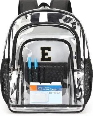 ZORFIN Clear Backpack for School: Large Clear Bookbag - Heavy Duty PVC Transparent Backpack for College Workplace Security Black E
